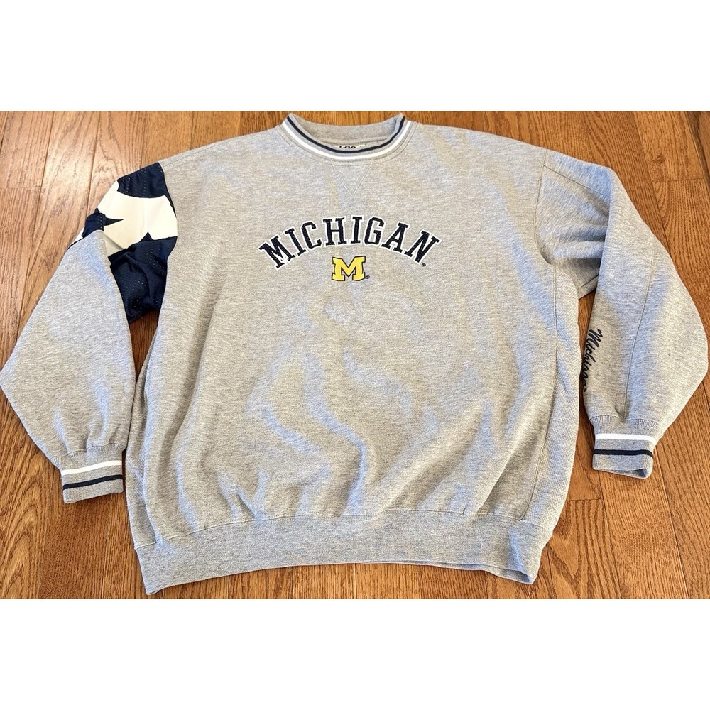 Vintage Michigan Wolverines Embroidered Lee Sport Gray Sweatshirt Mens Large